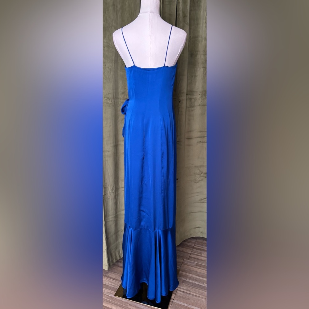 Azulu Cobalt Blue Ruffled wrap maxi Dress, S - Picture 3 of 8